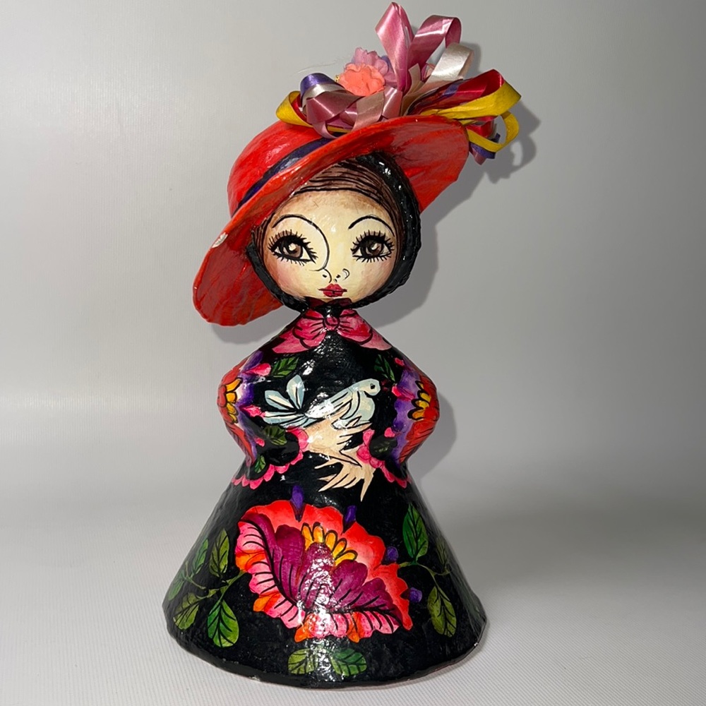 Abelardo Ruiz Vintage Papier Mâché Mexican Folk Art Doll - 10”